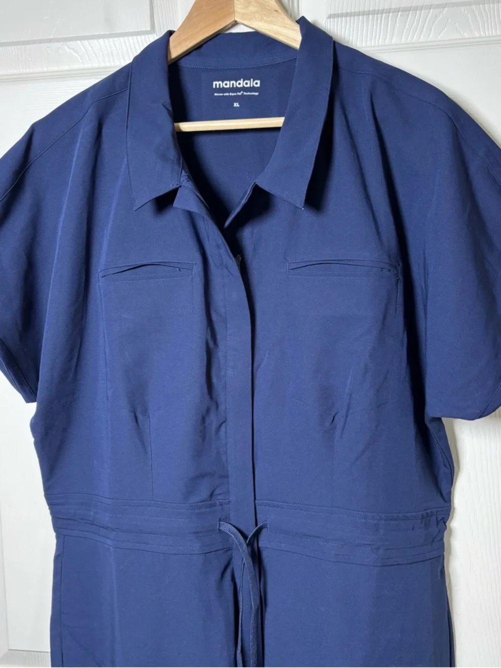 Mandala Jumpsuit Scrubs Womens XL Blue Pockets Woven Equa-Tek Full Zip Jogger - Picture 5 of 15